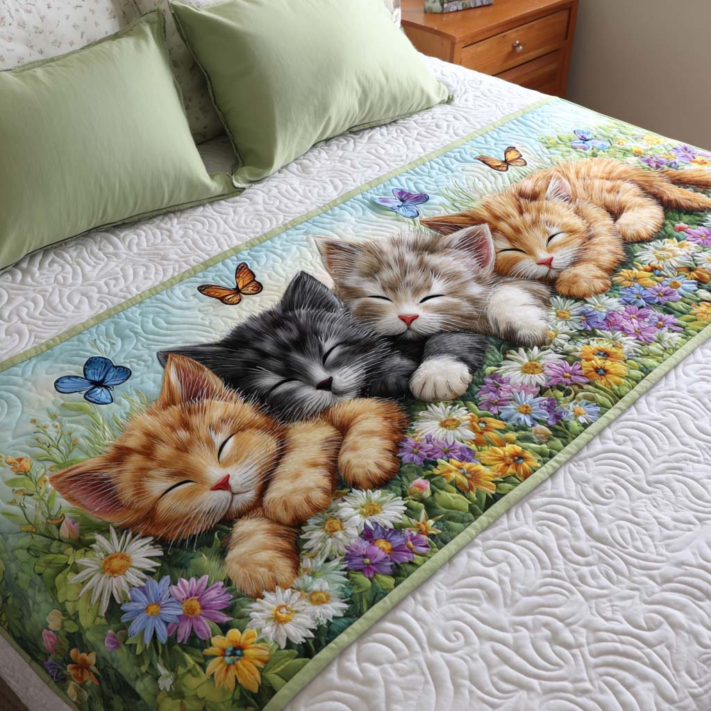 Caminito de Cama Acolchado de Gatitos Durmiendo
