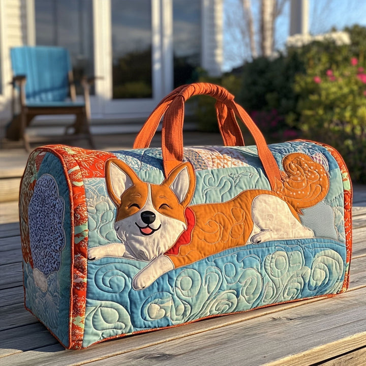 Bolsa de viaje acolchada de Corgi sonriente