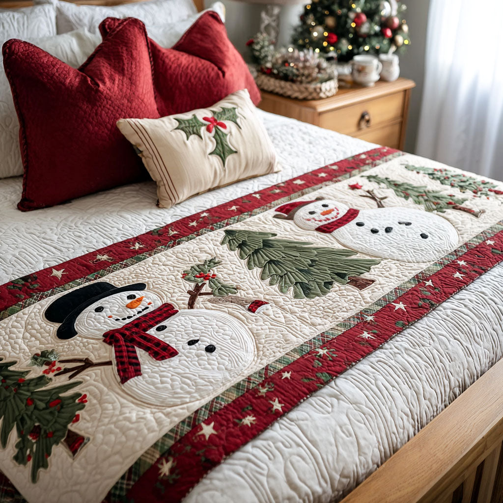Caminito de Cama de Muñeco de Nieve Sonriente