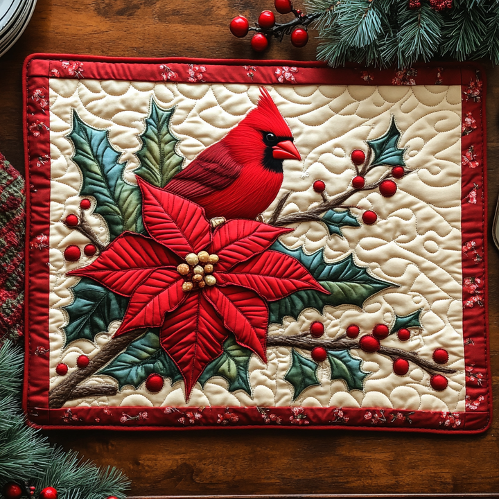 Mantel Individual Acolchado Cardenal de Nieve