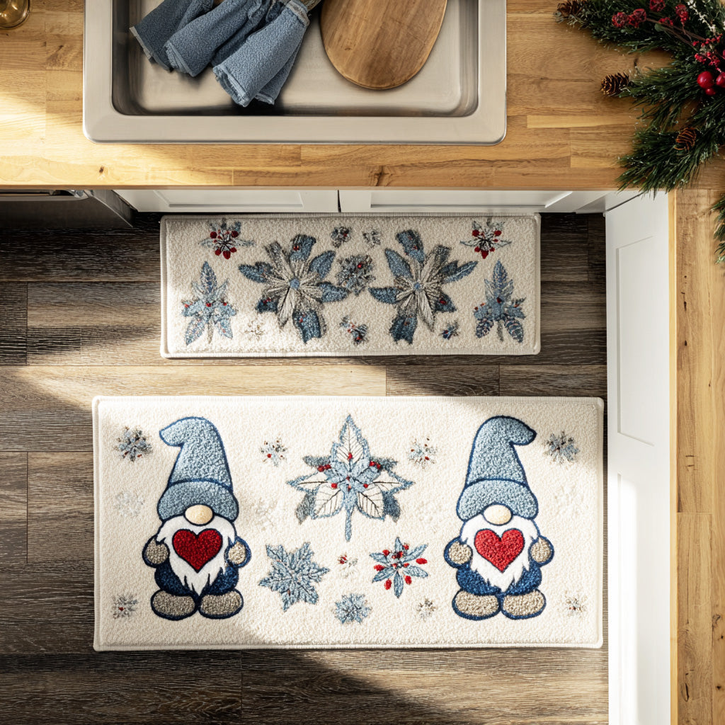 Alfombra de Cocina de Camino de Vacaciones con Copos de Nieve