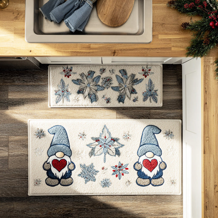 Alfombra de Cocina de Camino de Vacaciones con Copos de Nieve