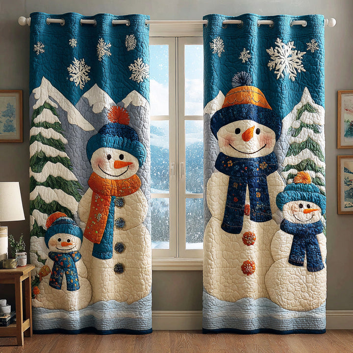 Cortinas Acolchadas de Sonrisa de Muñeco de Nieve para Vacaciones