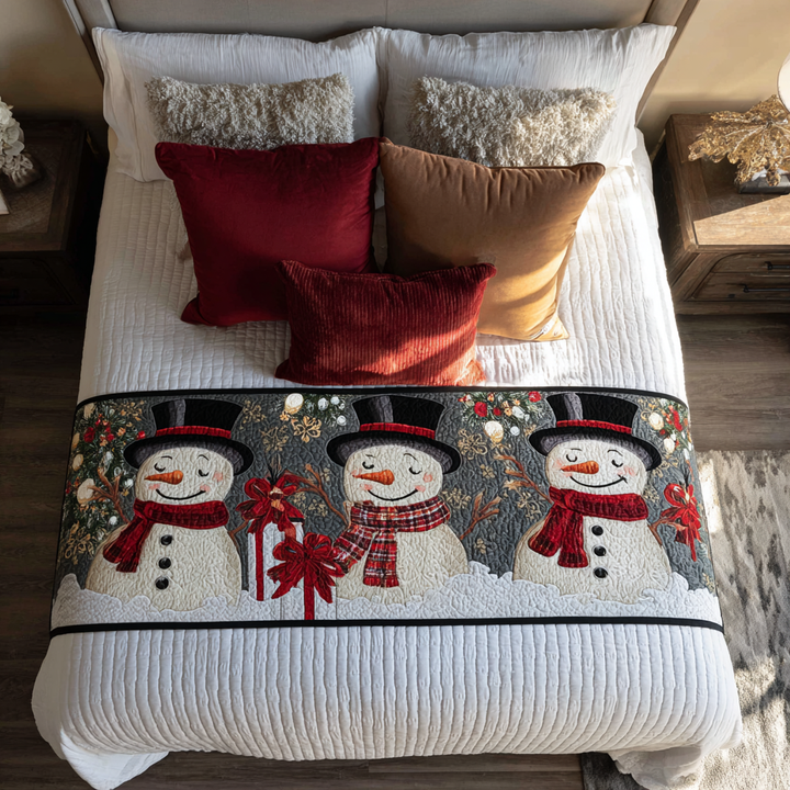 Caminito de Cama Acolchado de Muñeco de Nieve