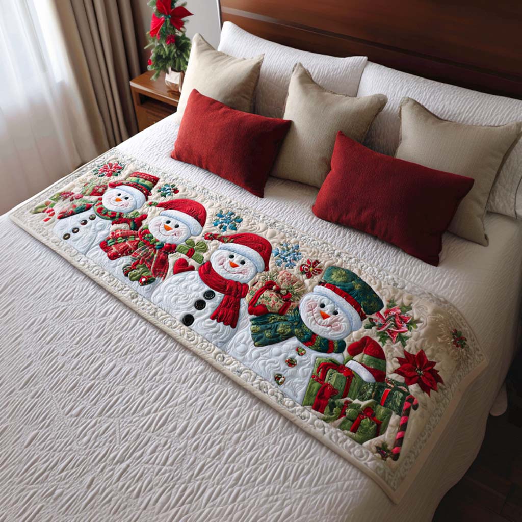 Caminito de Cama Acolchado de Muñeco de Nieve