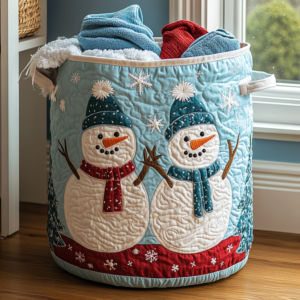 Cesta de Ropa Acolchada Maravilla de Muñeco de Nieve