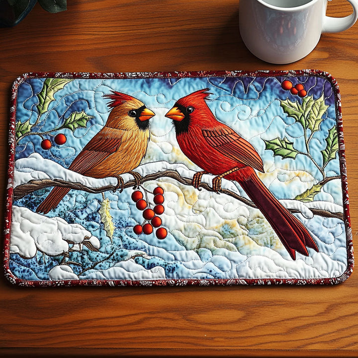 Mantelito Acolchado de Cardenales Nevados