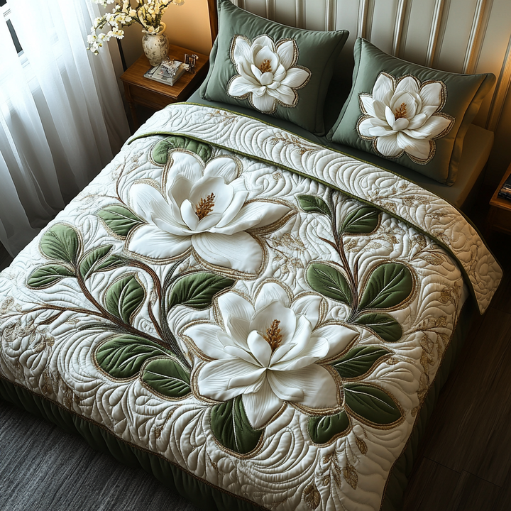 Juego de Ropa de Cama Acolchada de 3 Piezas Southern Bloom