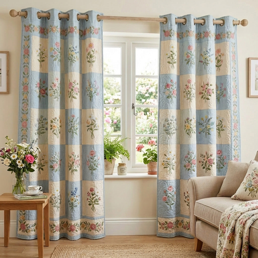 Cortinas Acolchadas de Pradera Primaveral