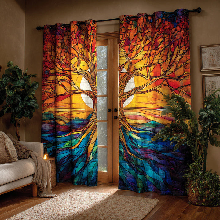 Cortinas Acolchadas del Árbol de la Vida Manchadas