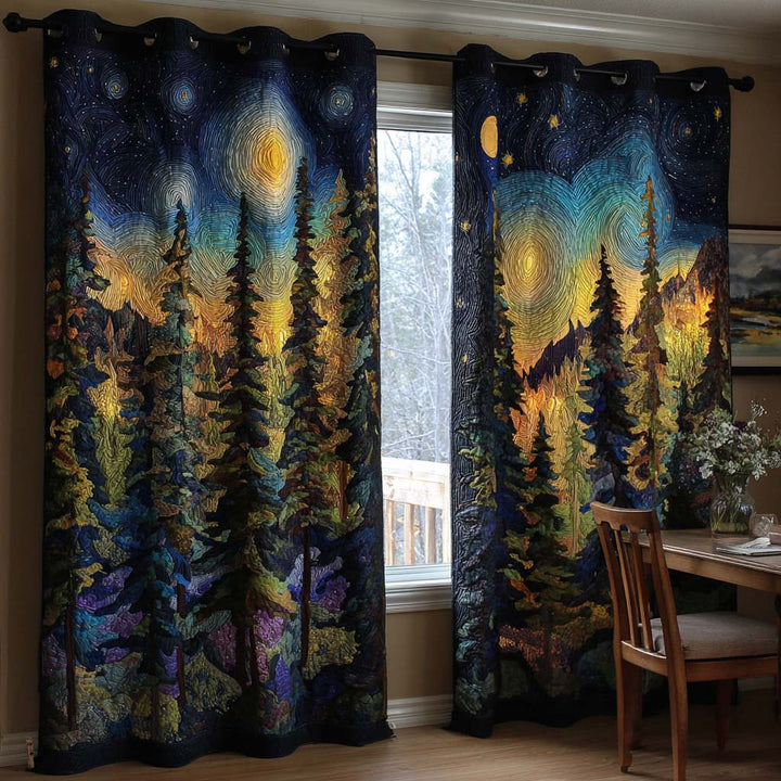 Cortinas Acolchadas del Bosque Estrellado