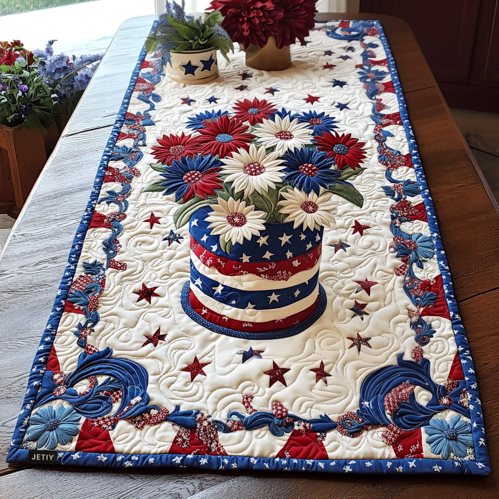 Caminito de Mesa Acolchado Estrellas en Flor