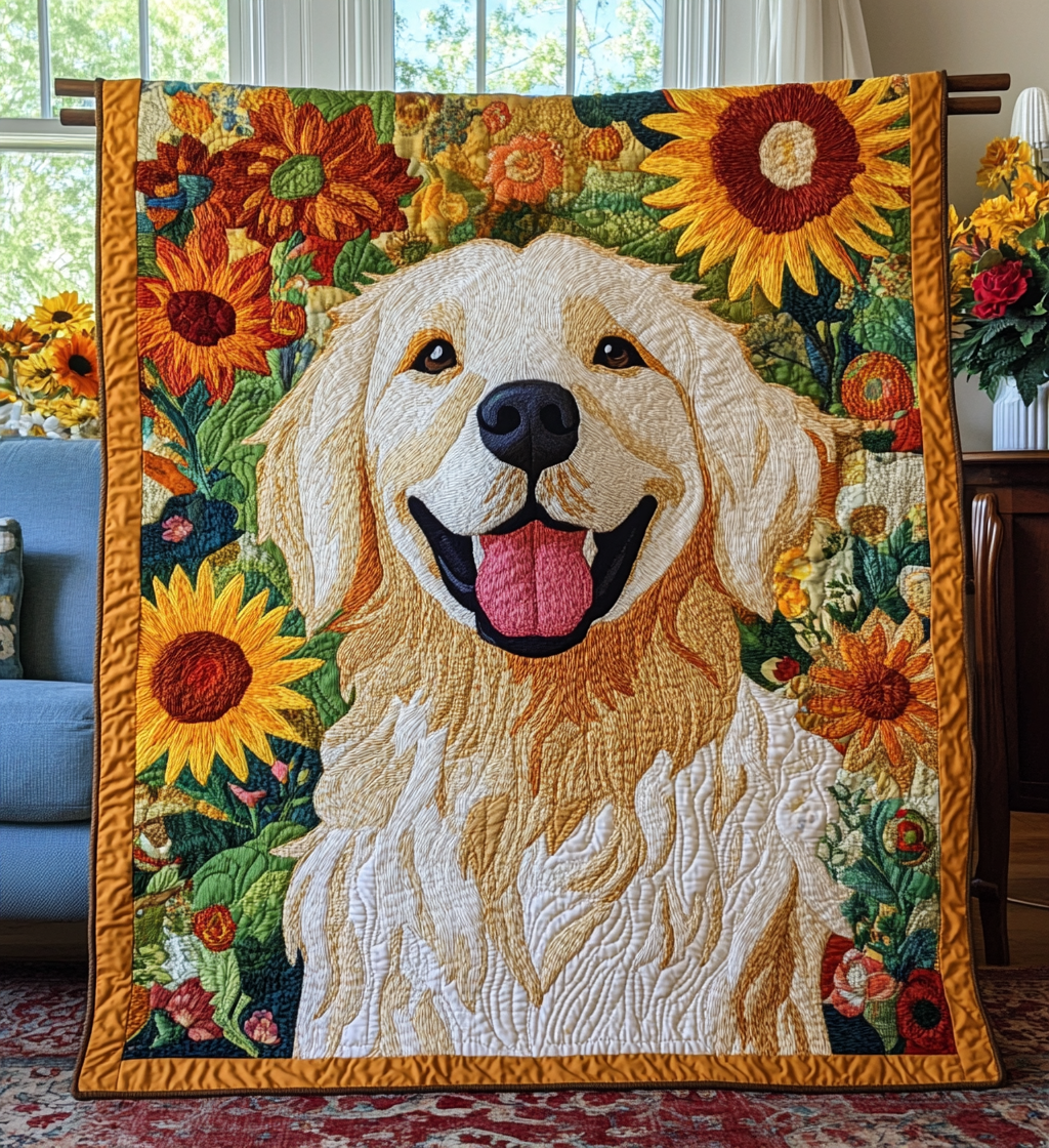 Manta Acolchada Golden Retriever Girasol