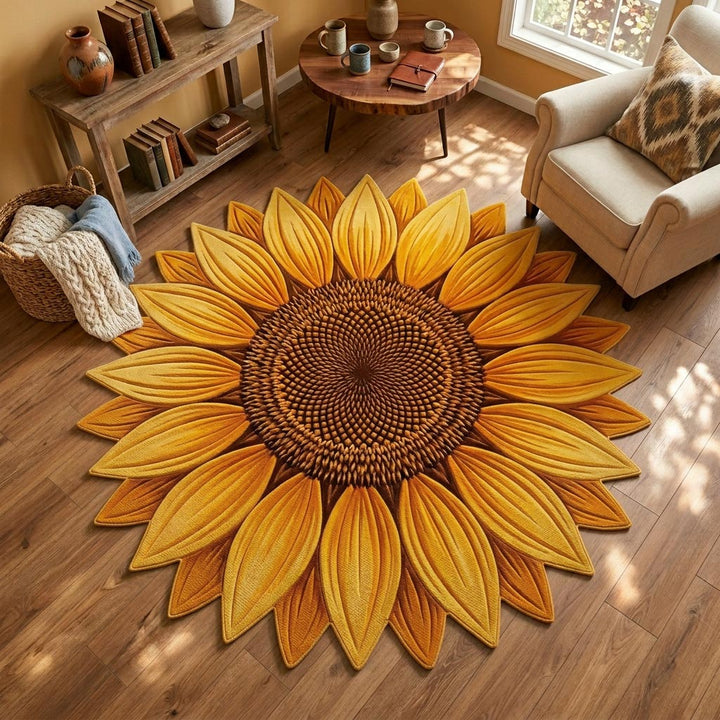 Alfombra de Área de Forma Personalizada de Girasol
