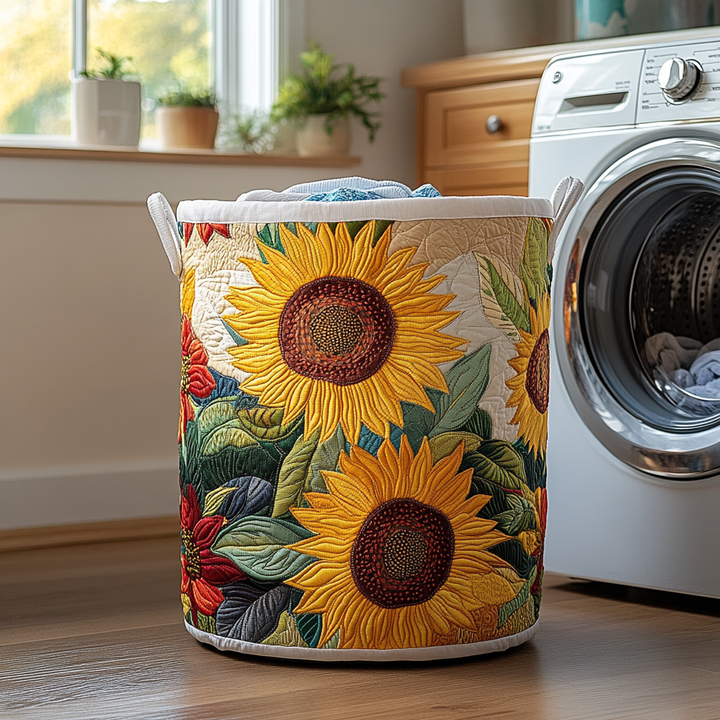 Cesta de Ropa Acolchada con Encanto de Girasol