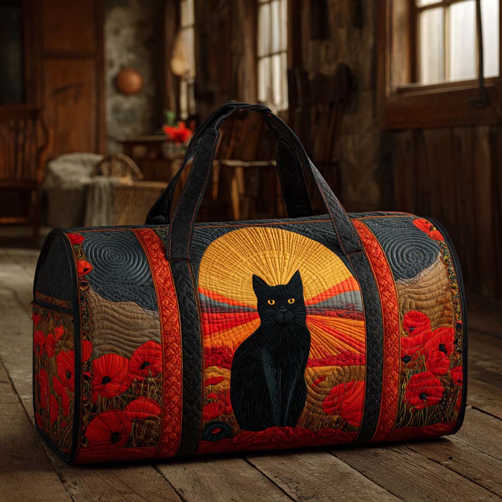Bolsa de Viaje Acolchada con Diseño de Atardecer y Gato