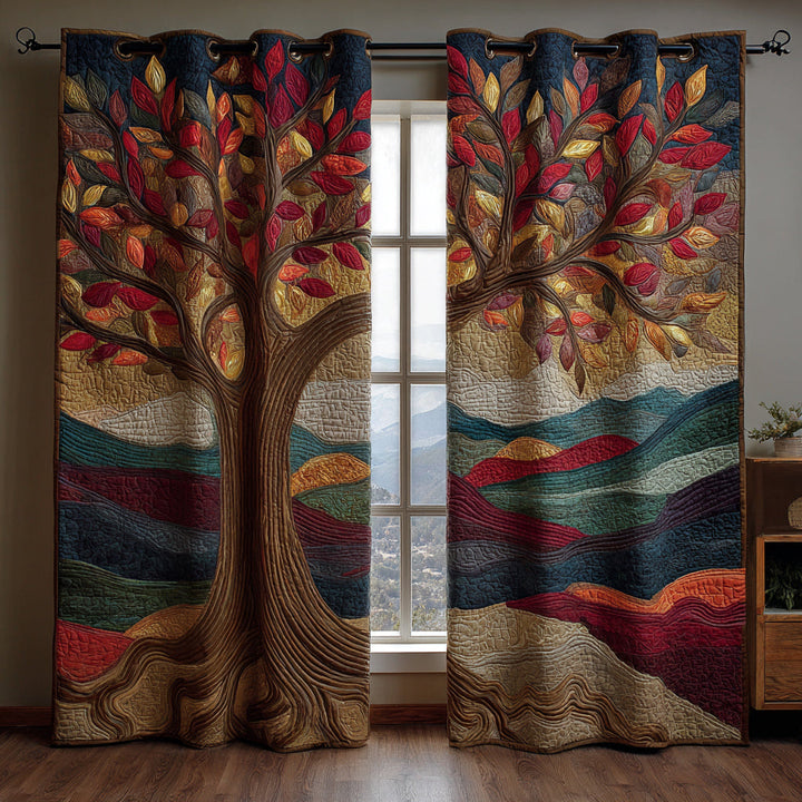 Cortinas Acolchadas Árbol de la Vida al Atardecer
