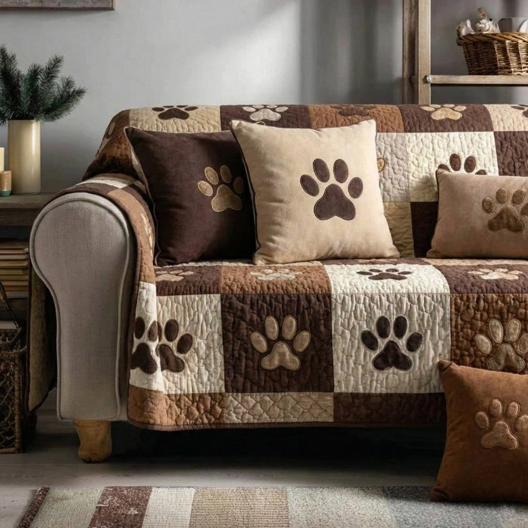 Cubierta de Sofá Acolchada Sweet Paw Prints V2