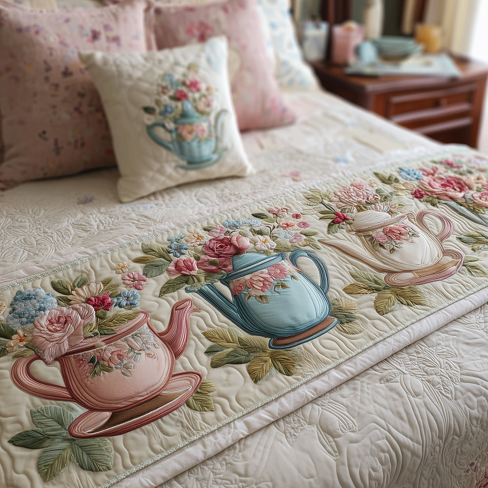 Caminito de Cama de Flor de Té Acolchado