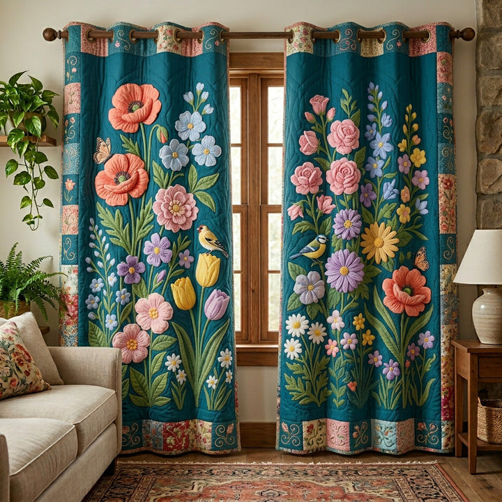 Cortinas Acolchadas en Color Teal