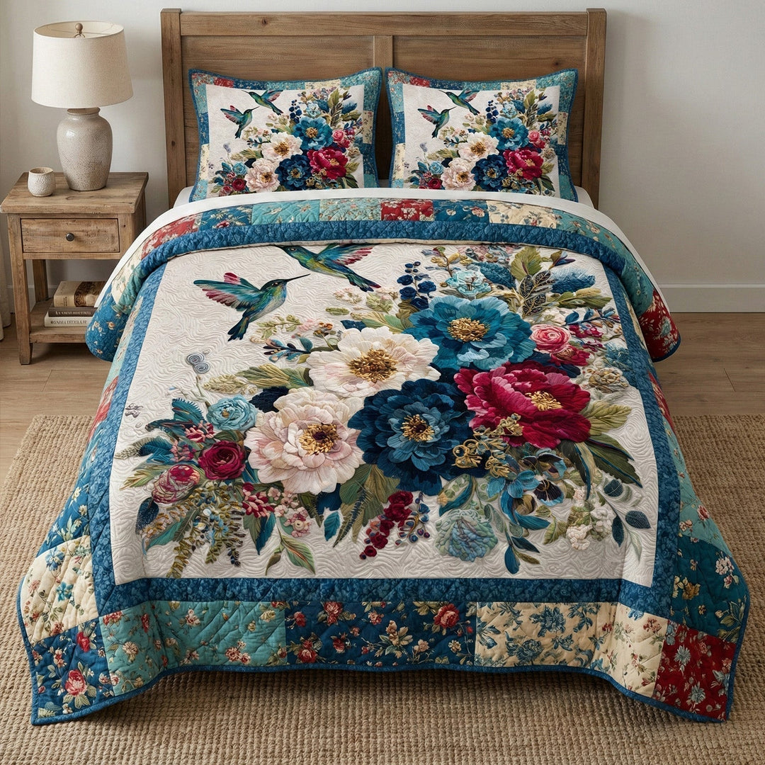 Juego de Ropa de Cama Acolchado de 3 Piezas en Verde Azulado