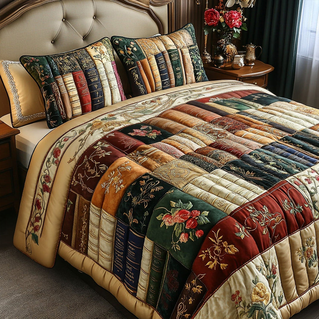 Juego de Ropa de Cama Acolchado Vintage de 3 Piezas