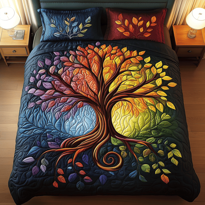 Juego de Ropa de Cama Acolchado de 3 Piezas Árbol de la Armonía