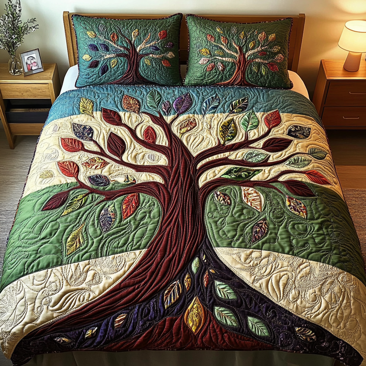 Juego de Ropa de Cama Acolchado de 3 Piezas Árbol de la Vida