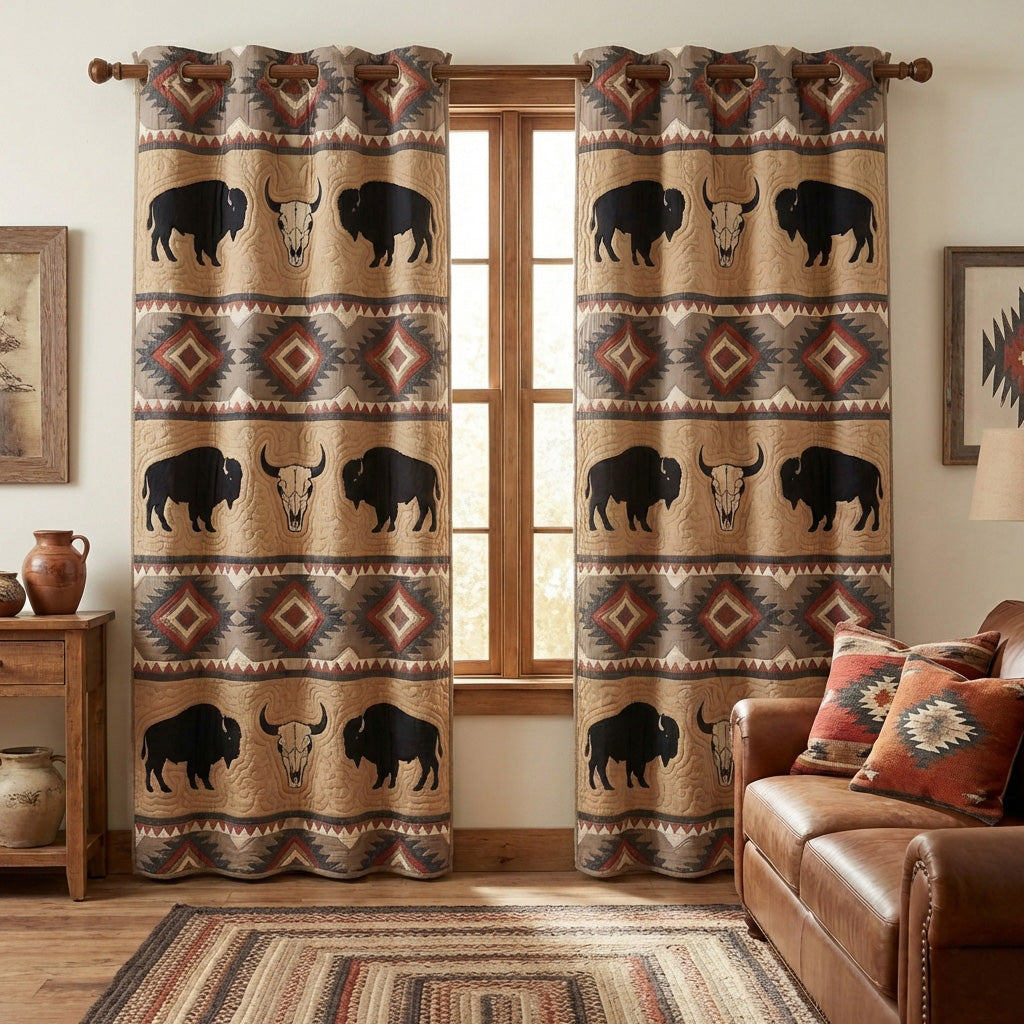 Cortinas Acolchadas de Búfalo Tribal