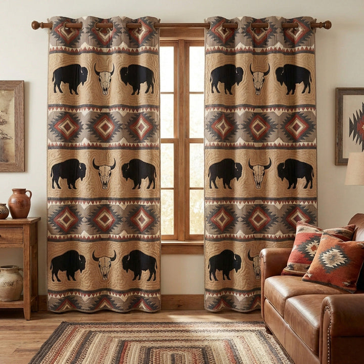 Cortinas Acolchadas de Búfalo Tribal