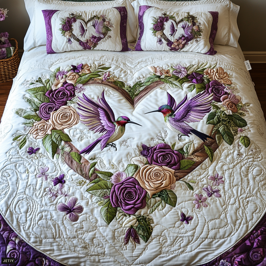 Juego de Ropa de Cama Acolchado de 3 Piezas Hummingbird