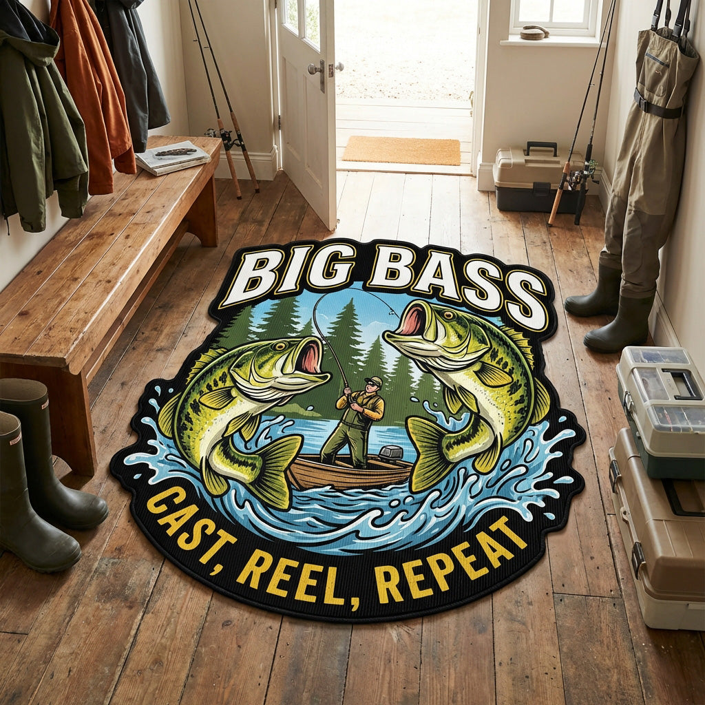Alfombra de Área en Forma Personalizada de Bass Trofeo