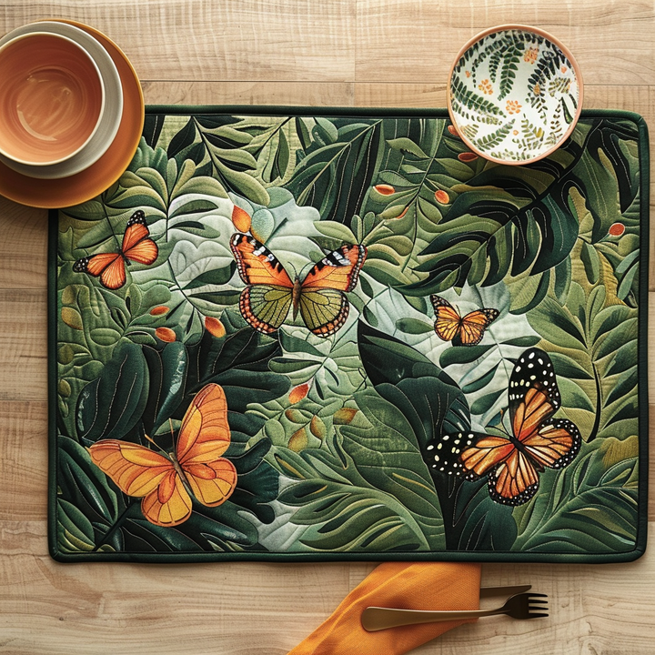 Mantelito de Quilted con Mariposas Tropicales