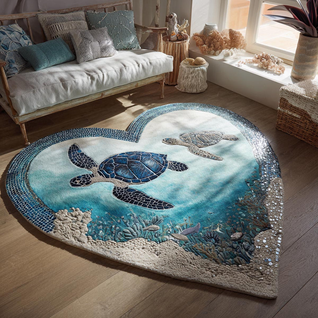 Alfombra de Área de Forma Personalizada Amor de Tortuga
