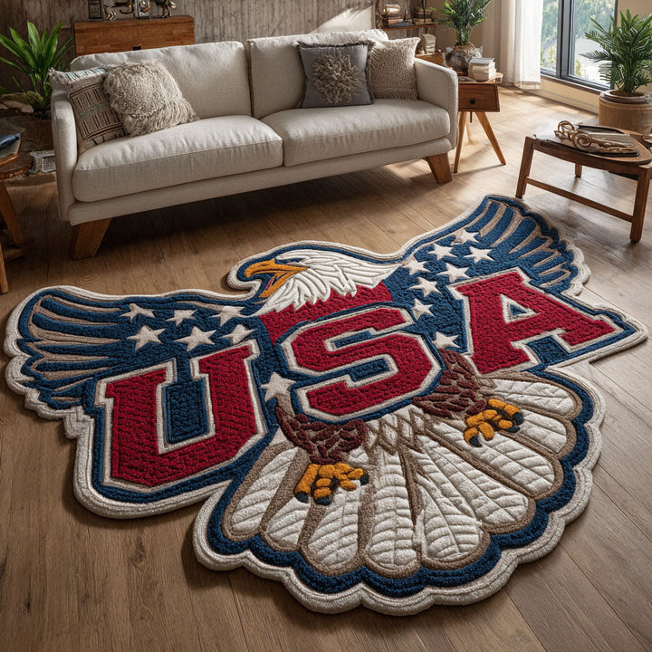 Alfombra de Área de Forma Personalizada con Escudo de EE. UU.