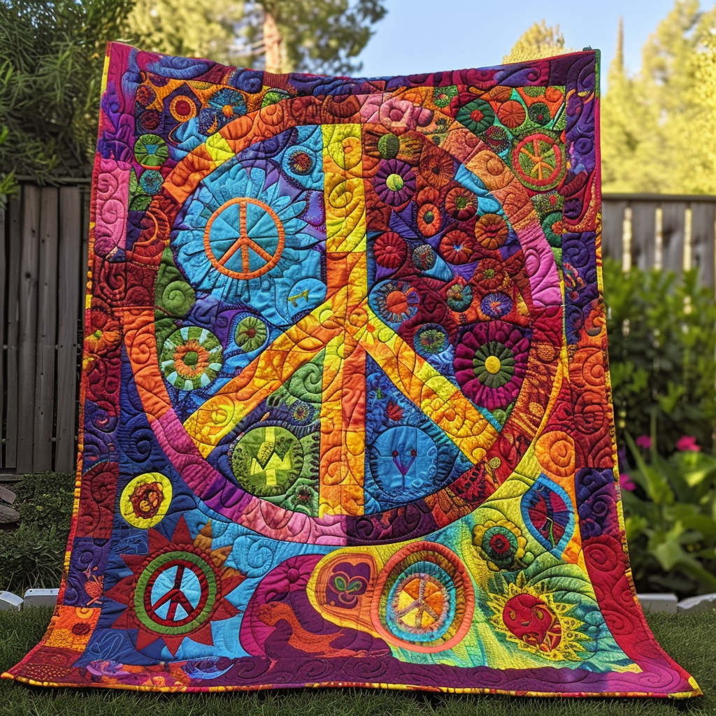 Manta Acolchada con Signo de Paz Vibrante