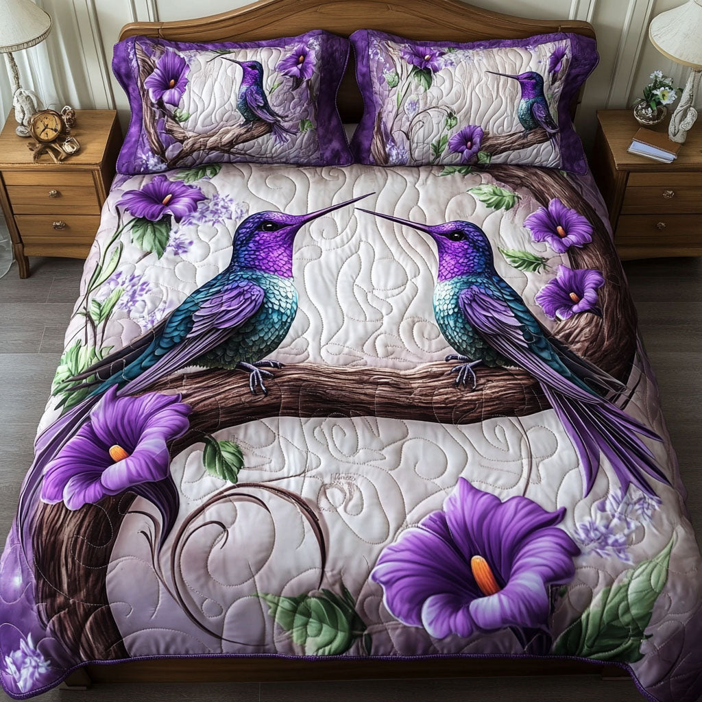 Conjunto de Ropa de Cama Acolchado de 3 Piezas Hummingbird
