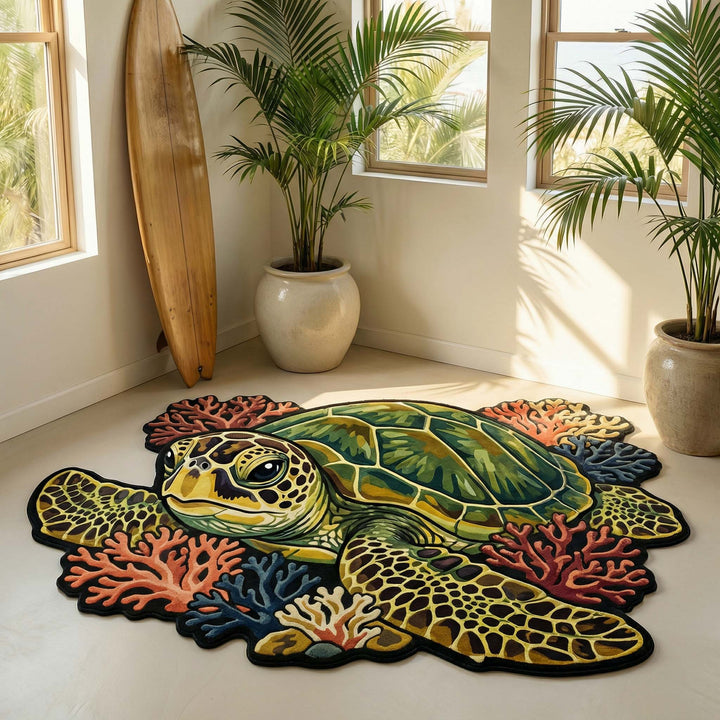 Alfombra de Área de Forma Personalizada Tortuga Vibrante