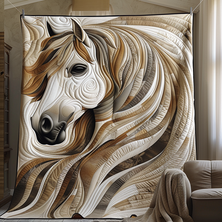 Manta Acolchada de Caballo Blanco Vibrante
