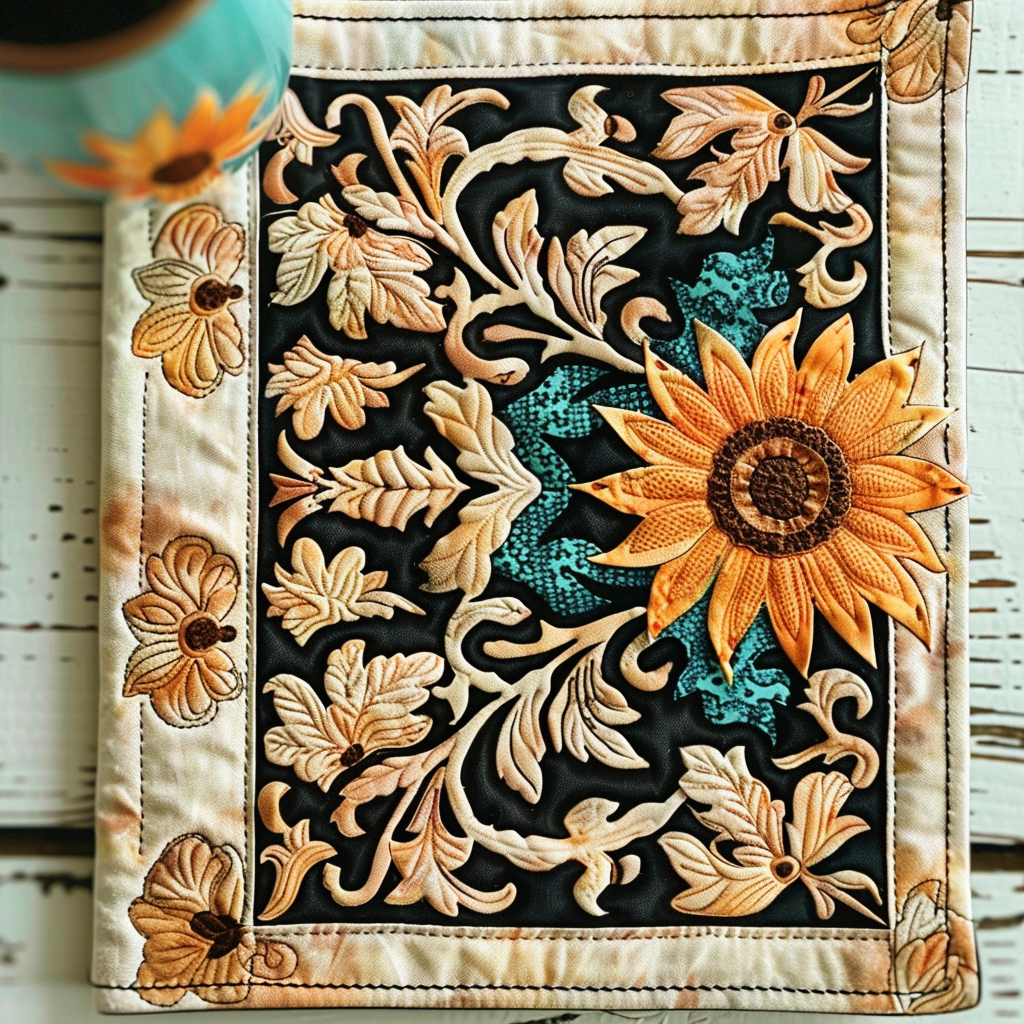Mantelito Acolchado de Girasoles Barrocos Vintage