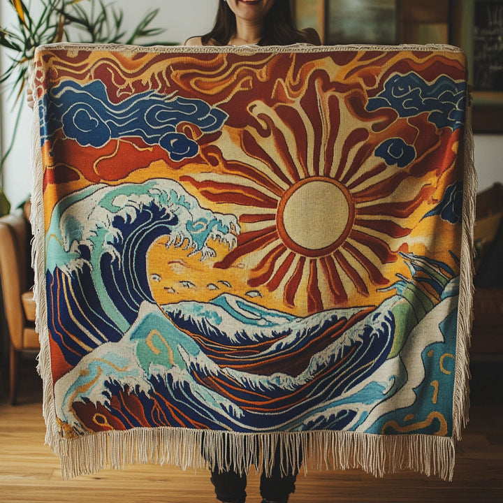 Manta de Sofá Tejida Ondas de Luz