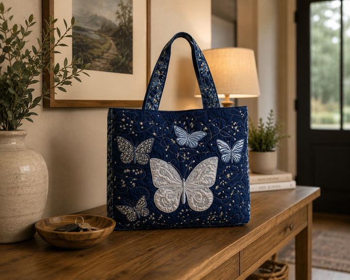 Bolso Tote Acolchado - Mariposa Plateada