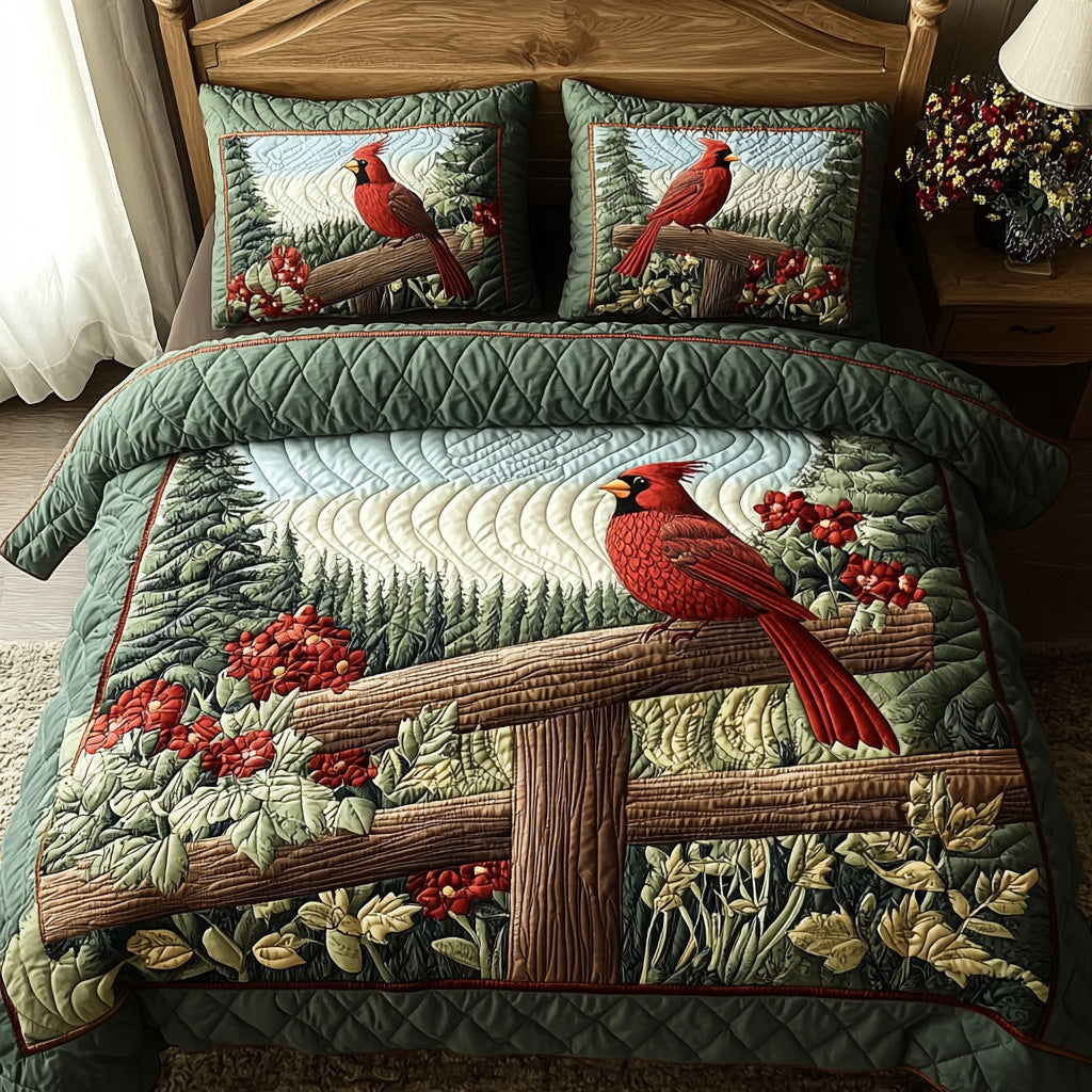 Conjunto de Ropa de Cama Acolchada Cardinal de 3 Piezas