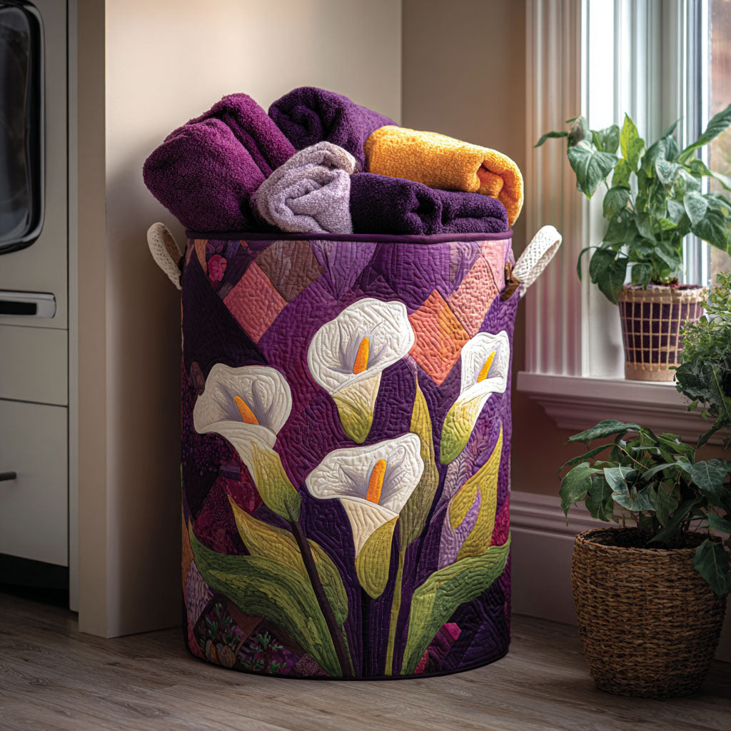 Cesta de Ropa Acolchada con Flores