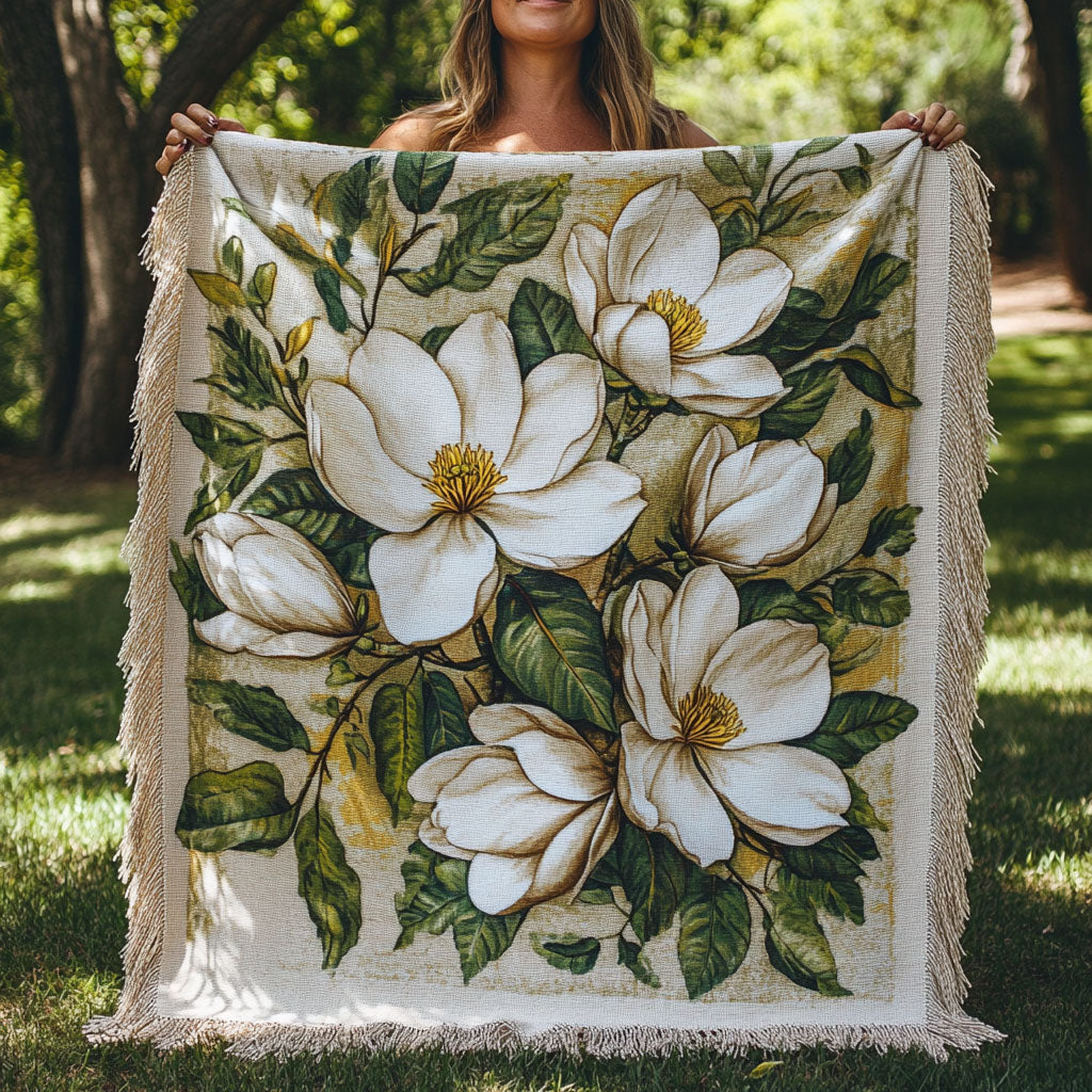 Manta Woven de Flor Blanca