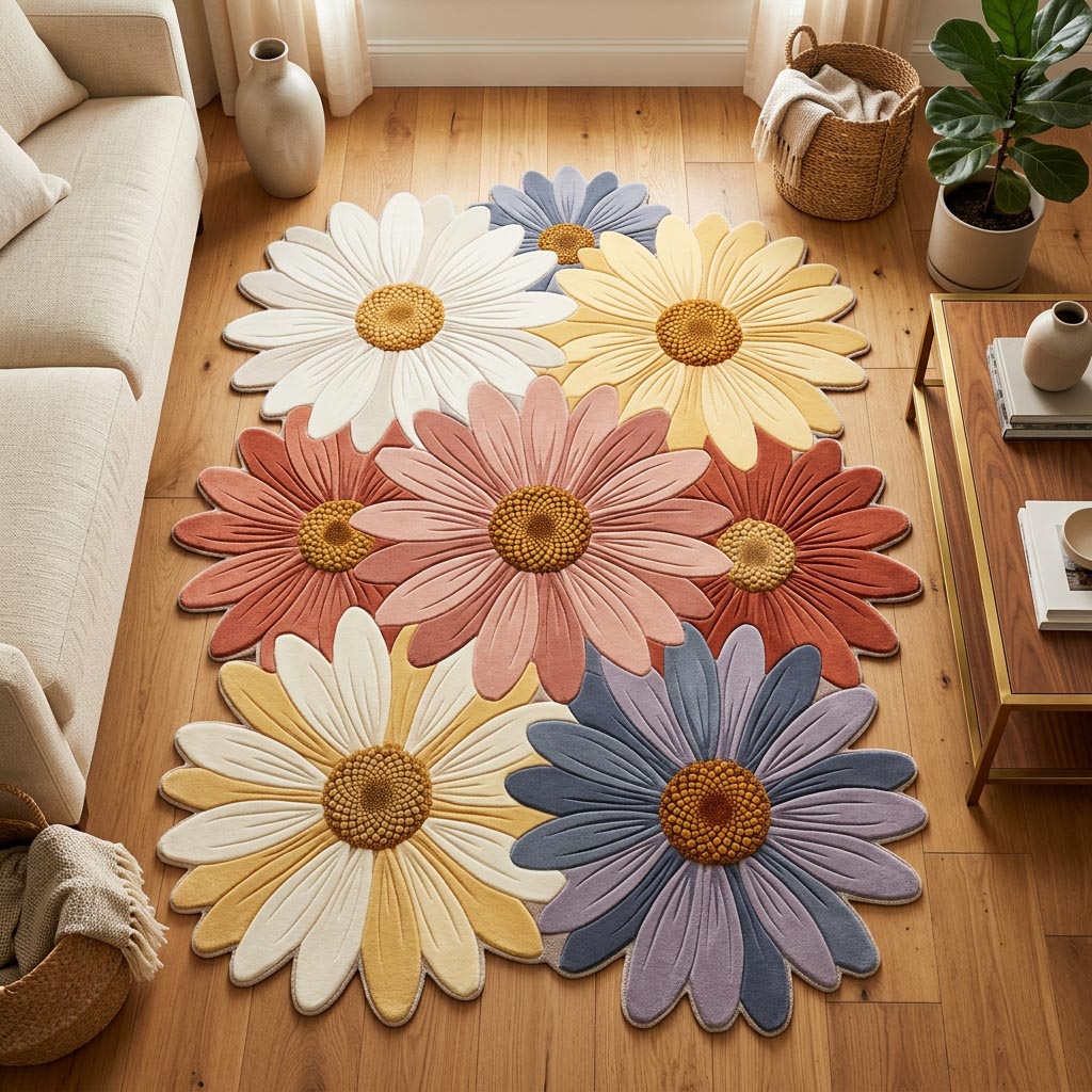 Alfombra de Área de Forma Personalizada Margarita Silvestre