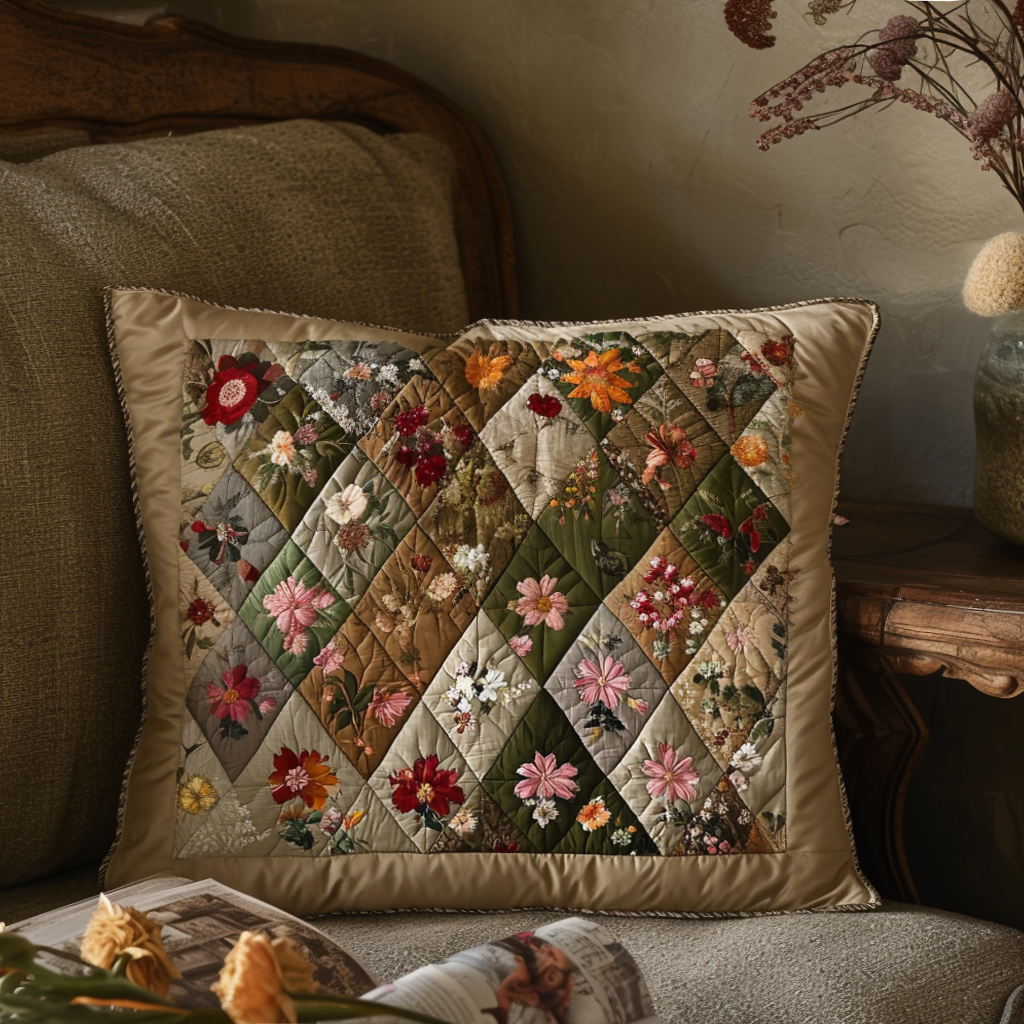 Funda de Almohada de Colcha de Patchwork de Flores Silvestres