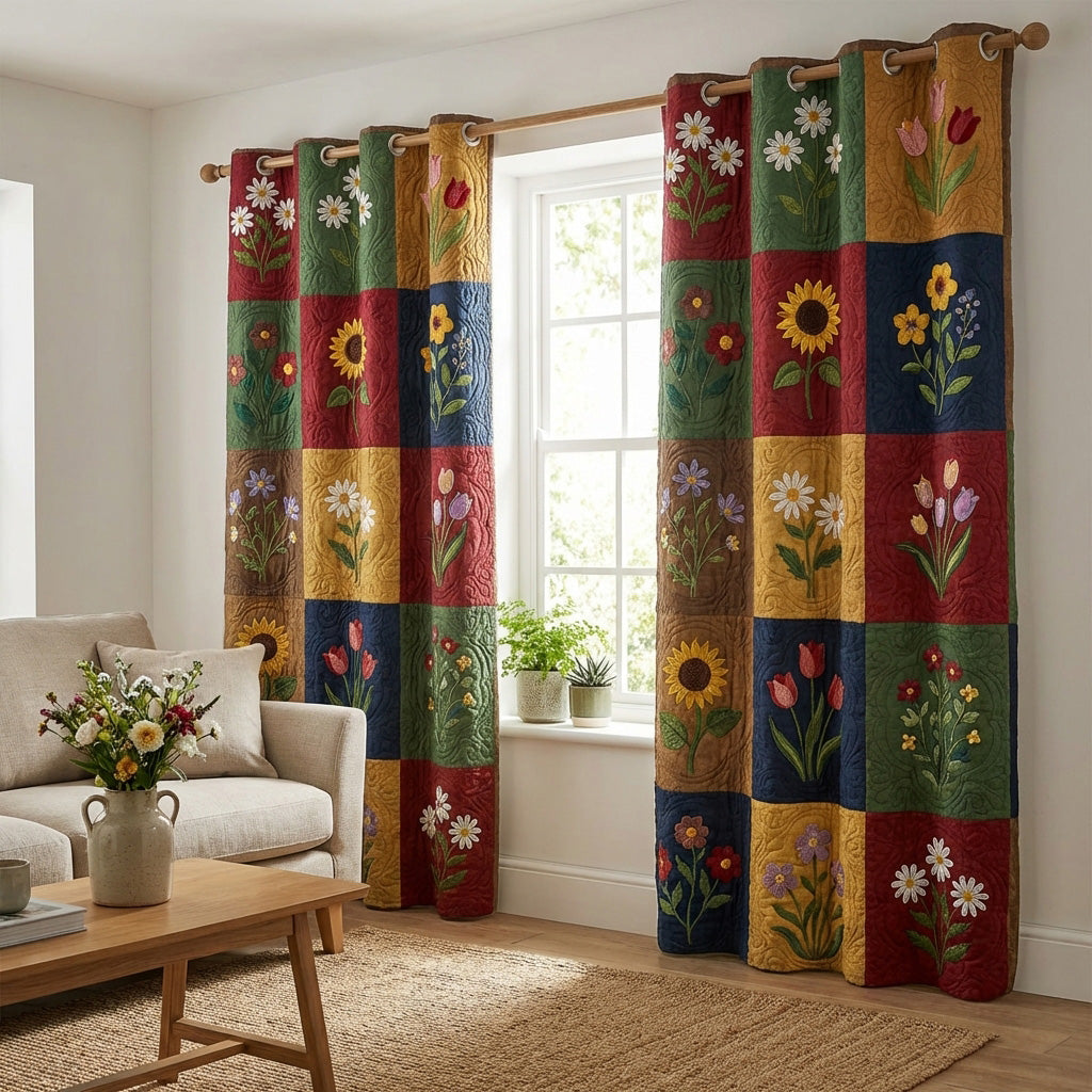 Cortinas Acolchadas de Campo de Flores Silvestres