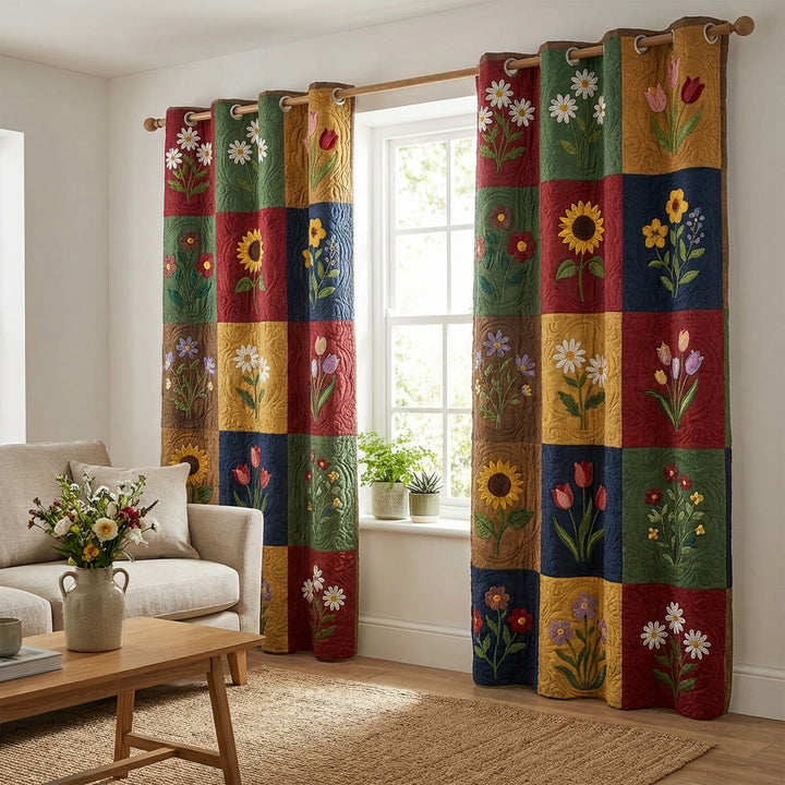 Cortinas Acolchadas de Campo de Flores Silvestres
