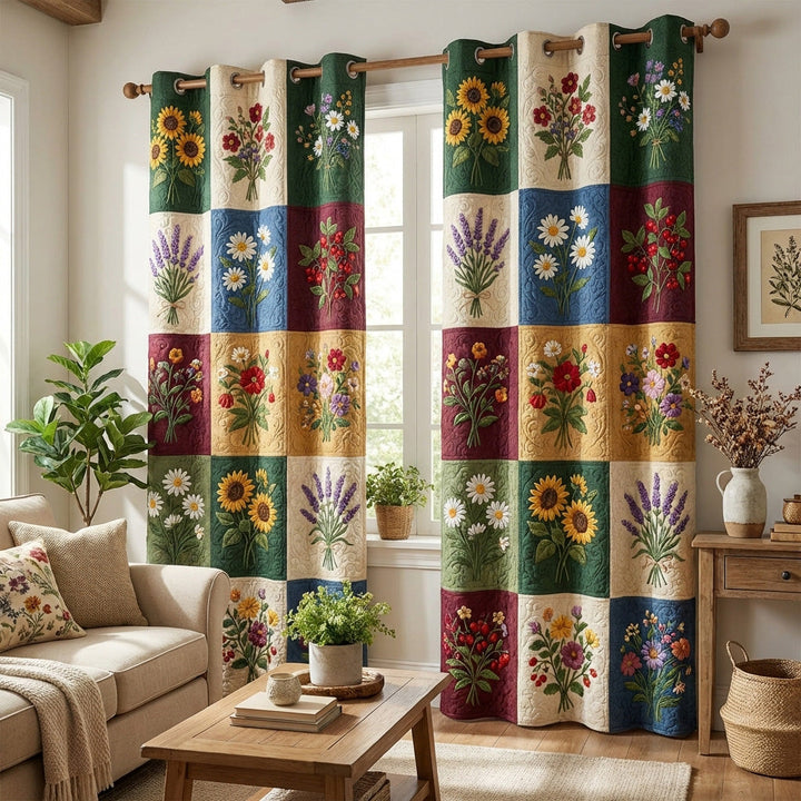 Cortinas de Patchwork de Flores Silvestres